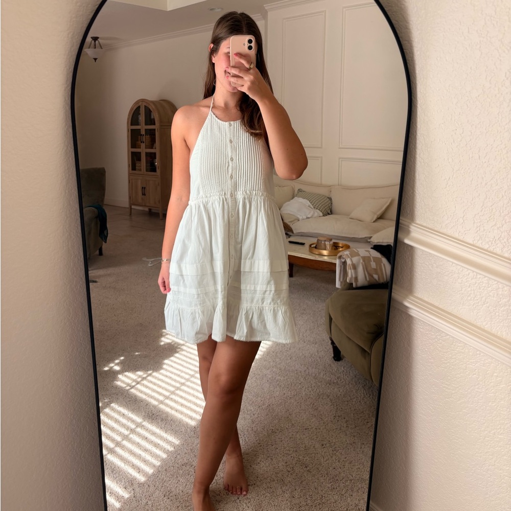 Free People White Button-Down Halter Dress